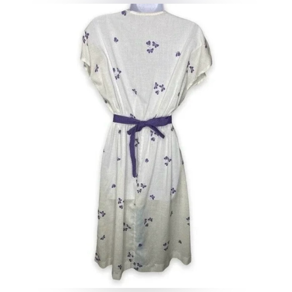 Vintage Women's A-Line Dress Blazer Set Purple Butterfly Button V-Neck - Picture 5 of 8
